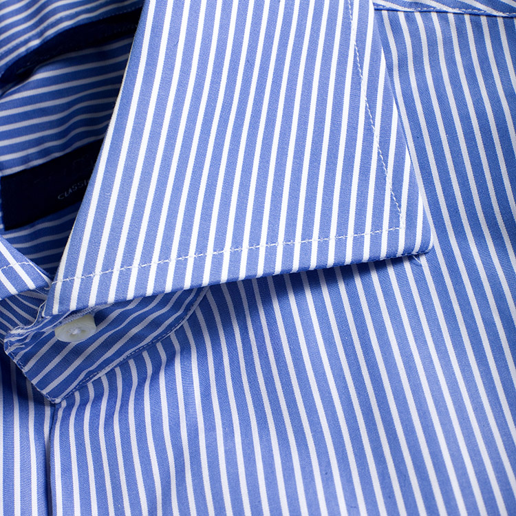 Camisa a medida azul raya pure cotton